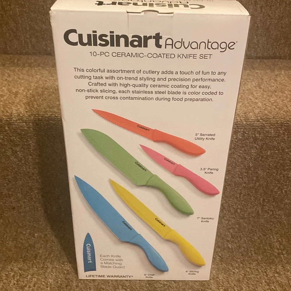 🩵💚🩷💛🧡NWT Cuisinart Advantage 10PC Ceramic Coated Knife Set - Picture 6 of 10